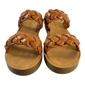 Wild Diva Lounge Whiskey Brown Braided Strap Platform Sandals - Size 10